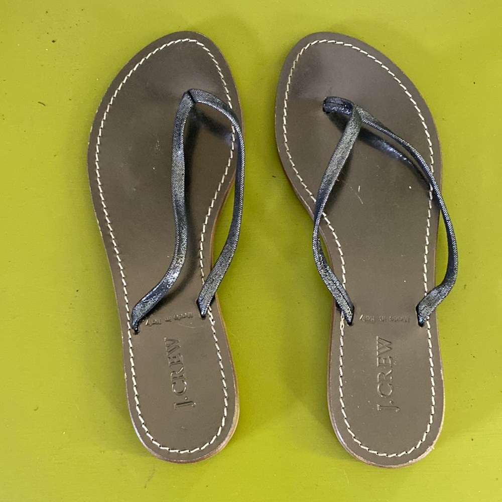 JCrew leather slides; elevated flip flop, size 8, worn twice.